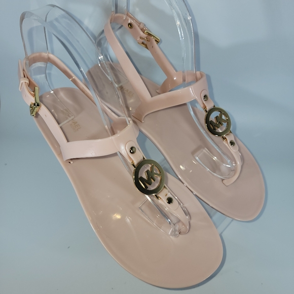 Michael Michael Kors Jelly Sandals Womens 8M Pink Gold Logo Buckle *Read - Picture 15 of 15
